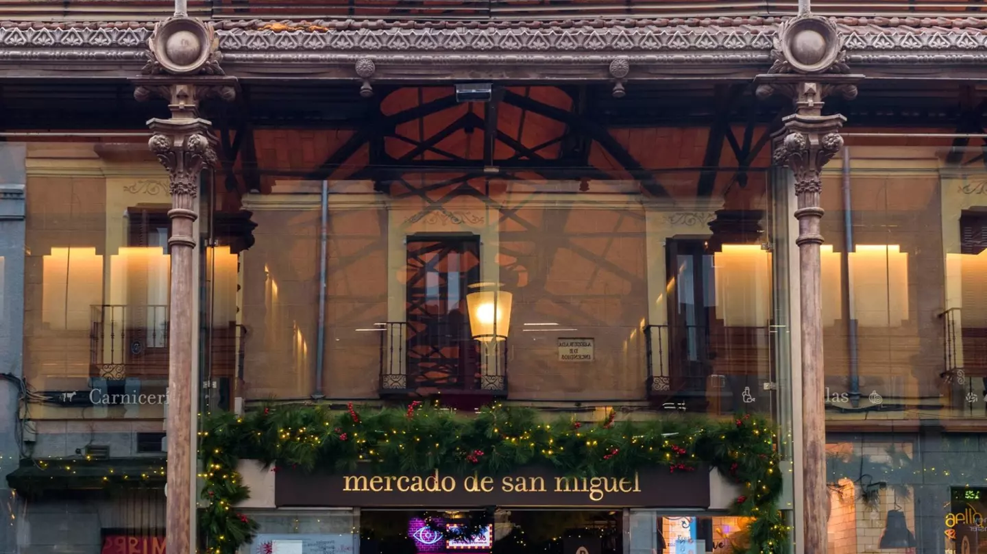 Crowds and stalls in Madrid's Mercado San Miguel