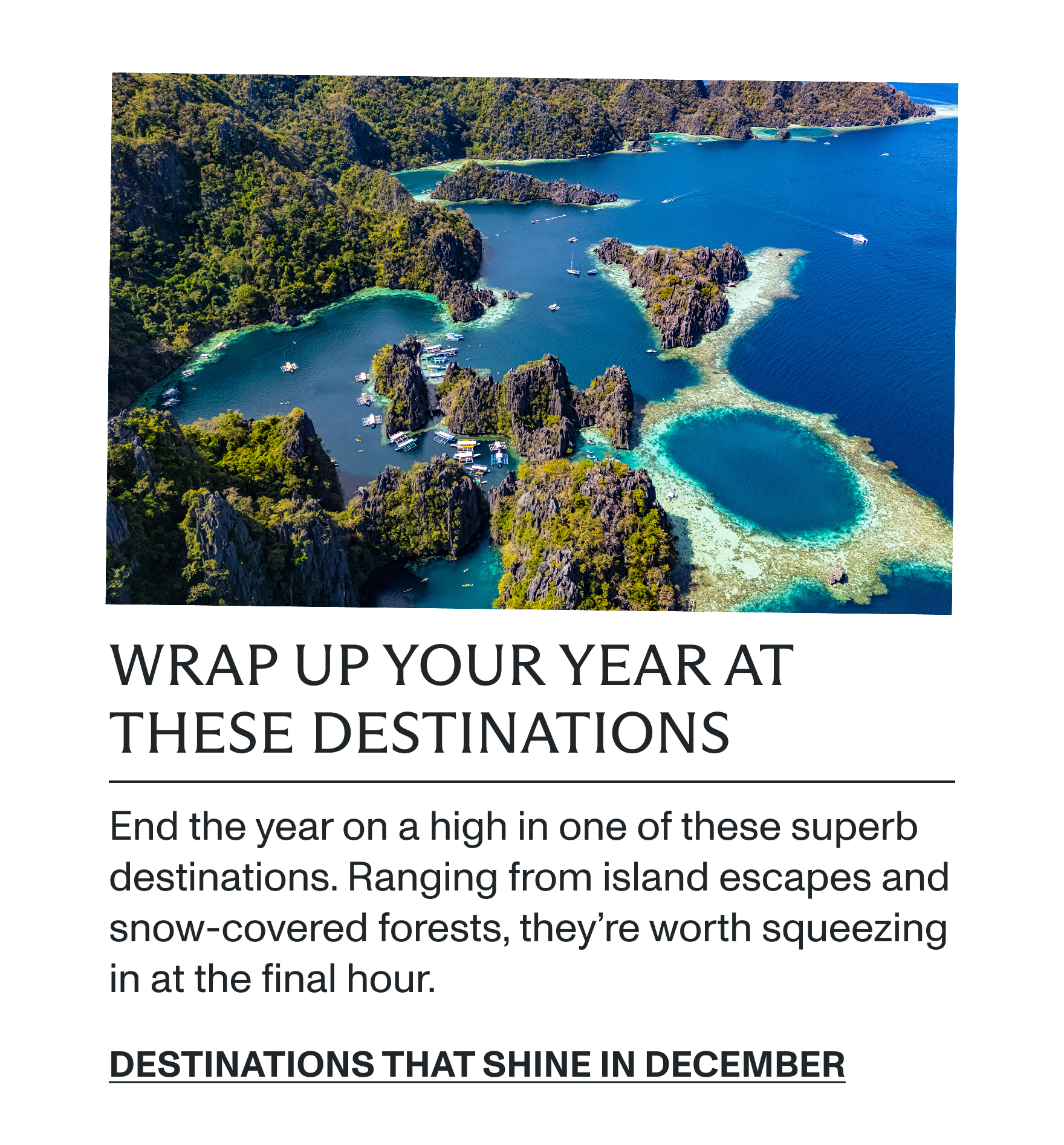 Destinations that shine in December