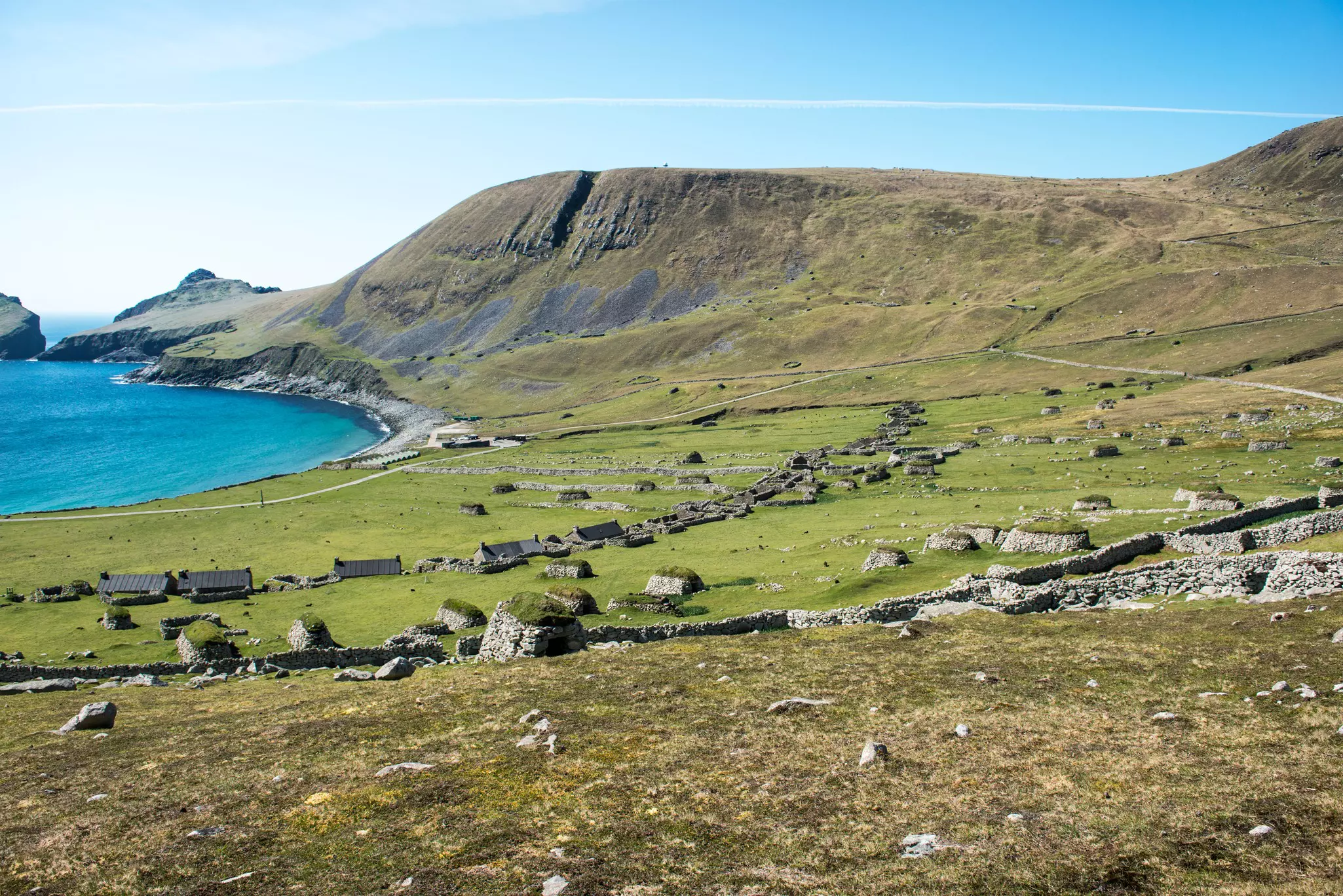Ancient stone houses on an abandoned remote island