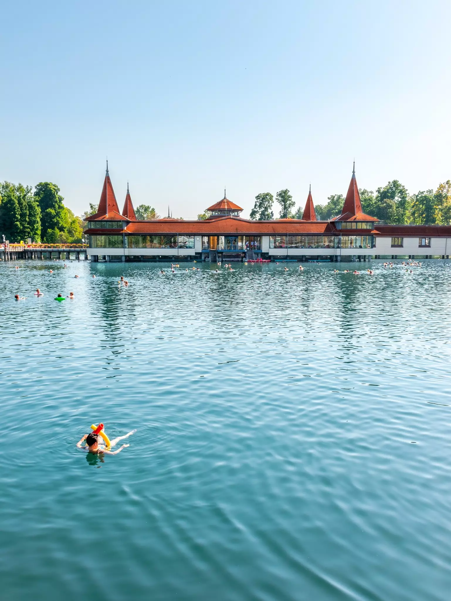 Thermal Lake of Hévíz on sunny autumn day