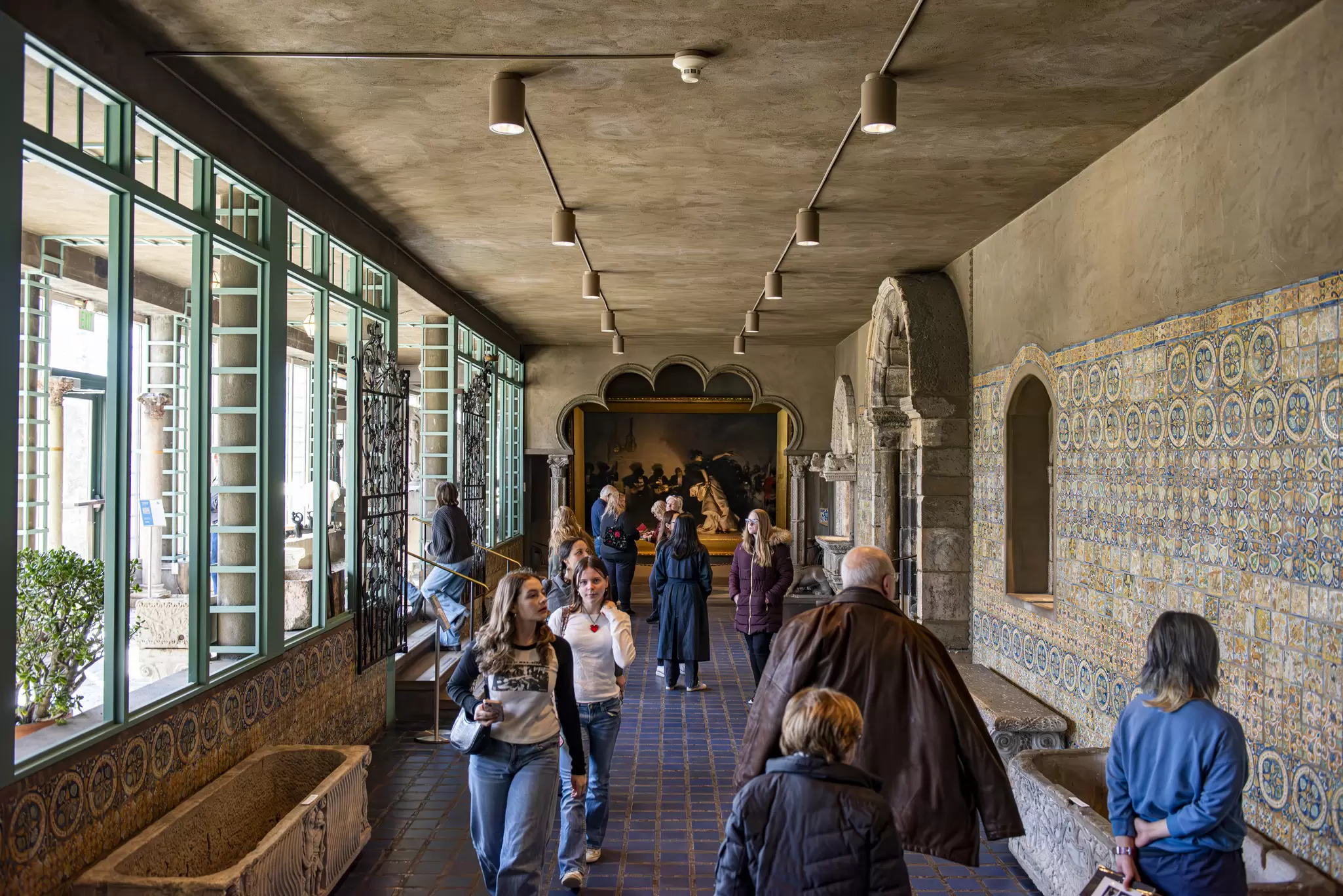 Visitors walk along the corridors of the Isabella Stewart Gardner Museum in Boston, Massachusetts.