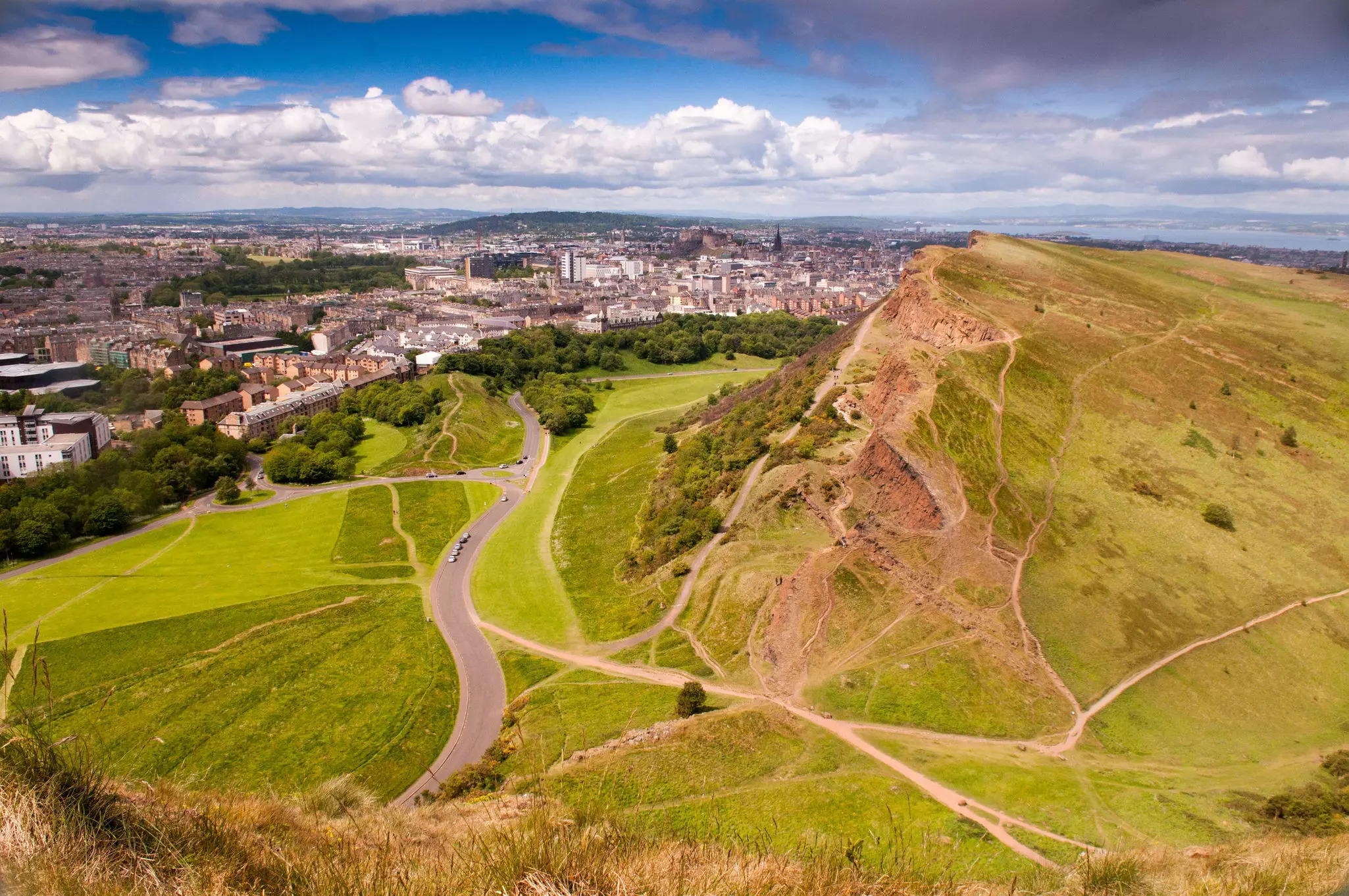 View of a town from atop a mountain