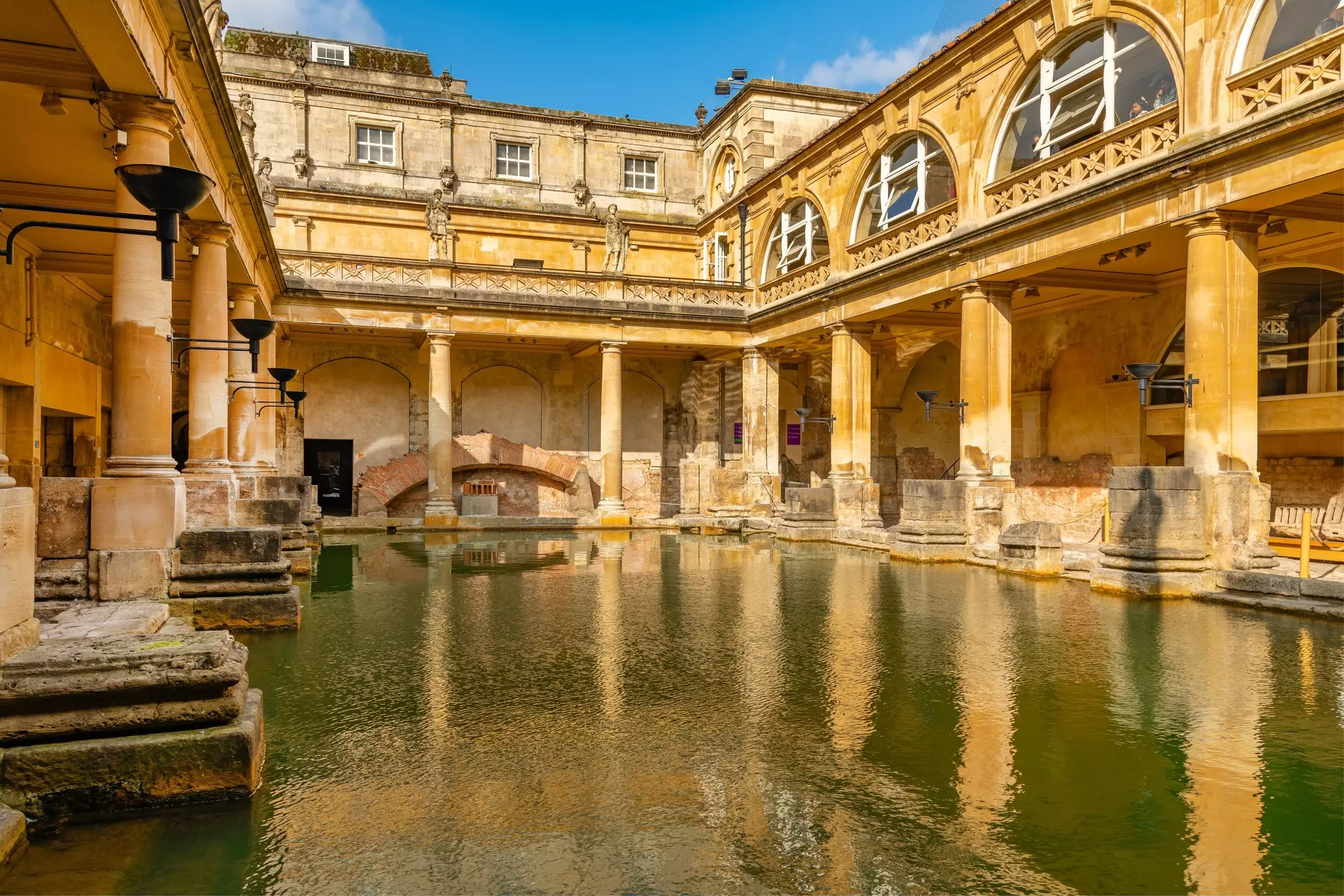 interior shot of Roman Baths in Bath England Somerset UK, 