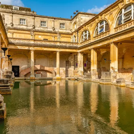 interior shot of Roman Baths in Bath England Somerset UK, 