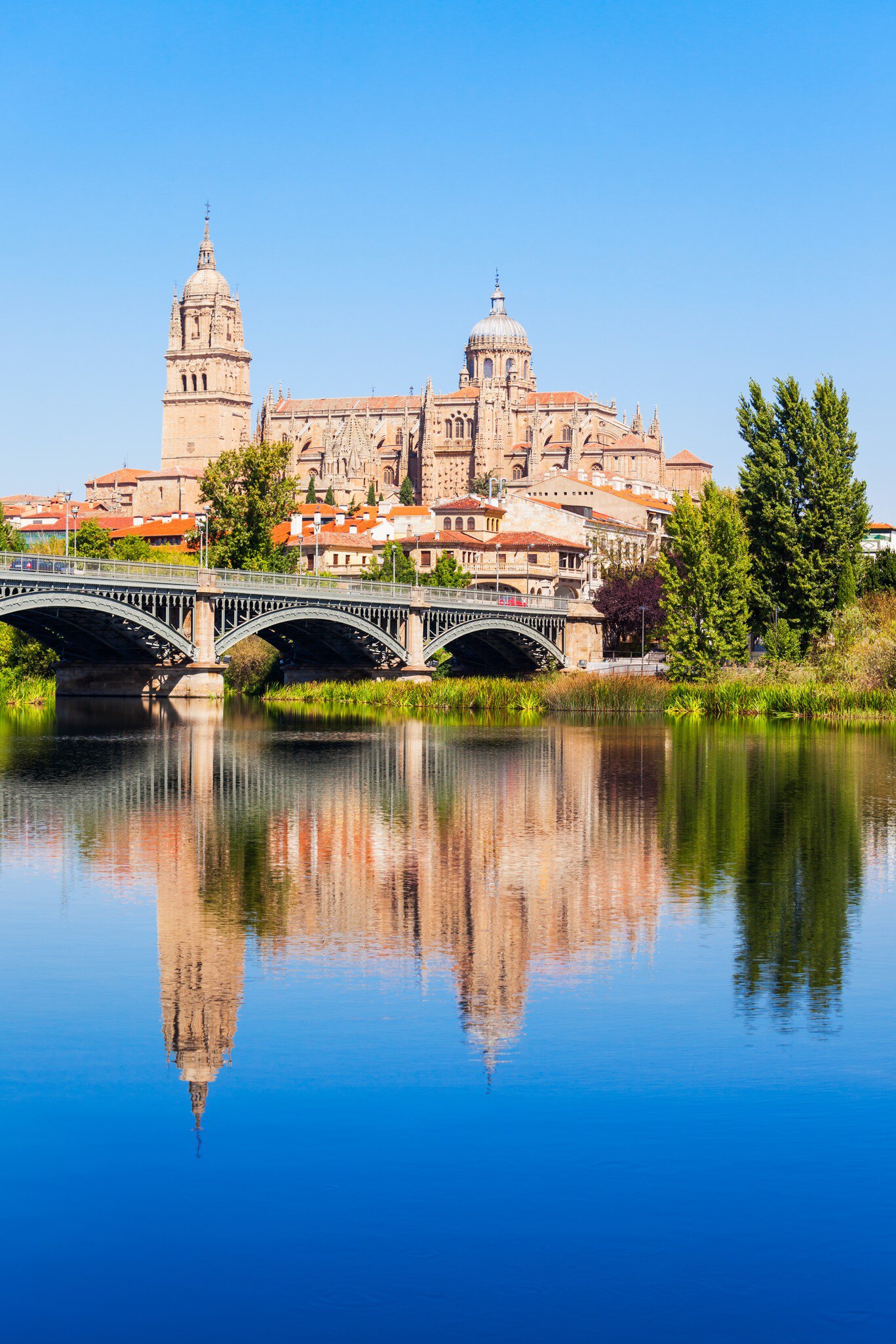 View of Salamanca Cathedral from across the river in Spain.