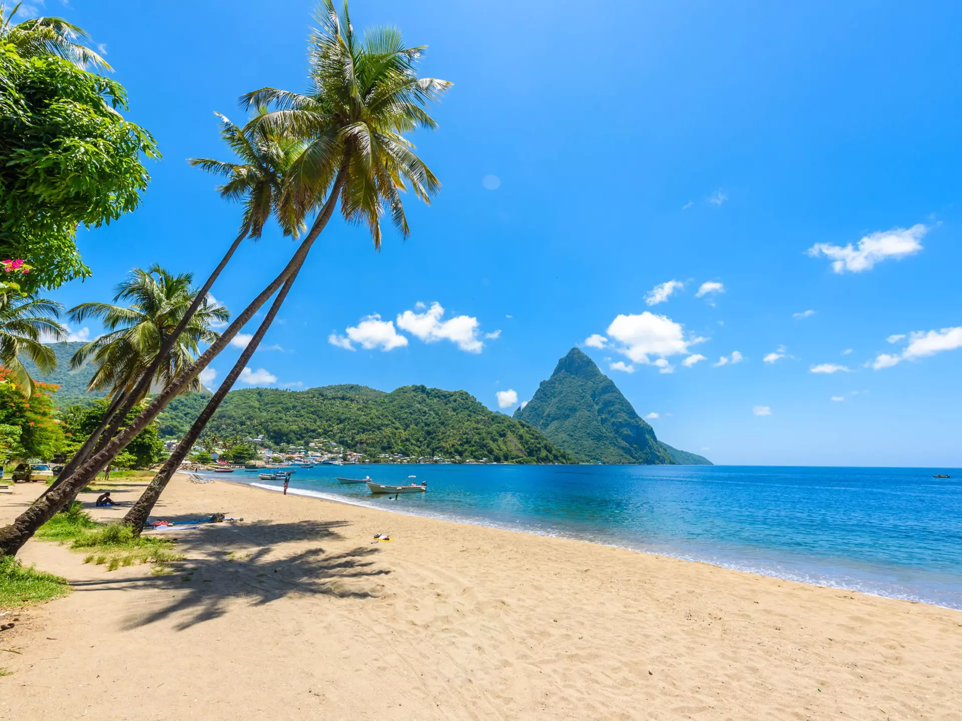  Soufrière Bay and the Pitons, St Lucia. Simon Dannhauer/Getty Images