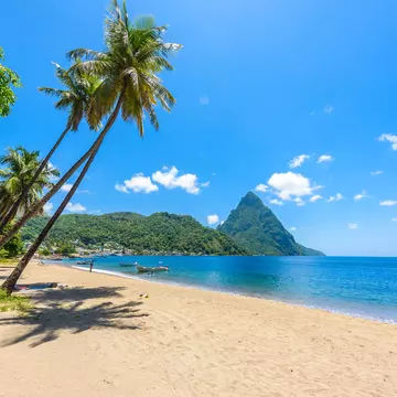  Soufrière Bay and the Pitons, St Lucia. Simon Dannhauer/Getty Images
