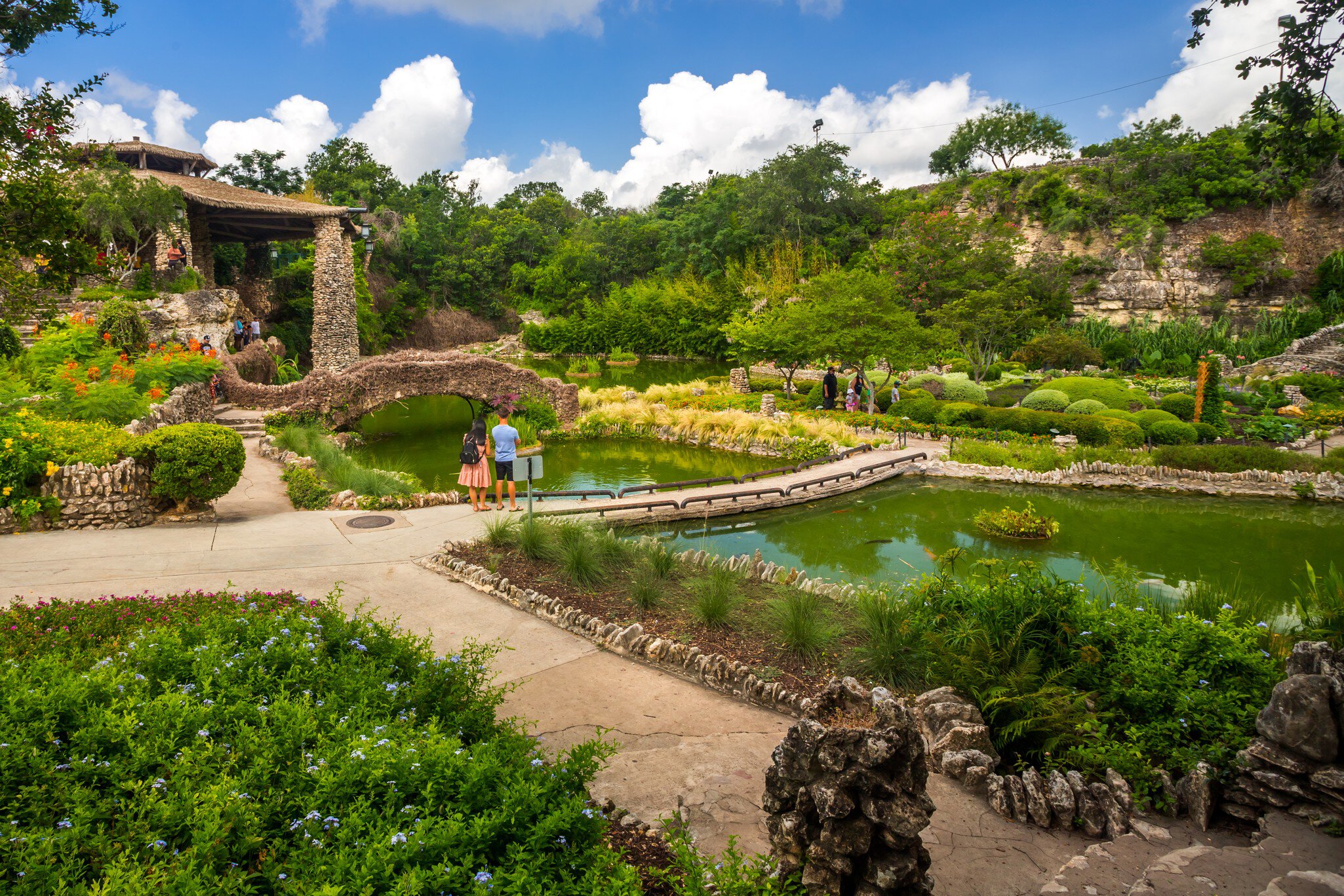 San Antonio, Texas, USA - June 23rd, 2021: Japanese Tea Garden (also known as Chinese Tea Garden or Sunken Gardens in Brackenridge Park)  view in summer  License Type: media  Download Time: 2023-02-23T01:53:01.000Z  User: mvstanton53  Is Editorial: Yes  purchase_order:   