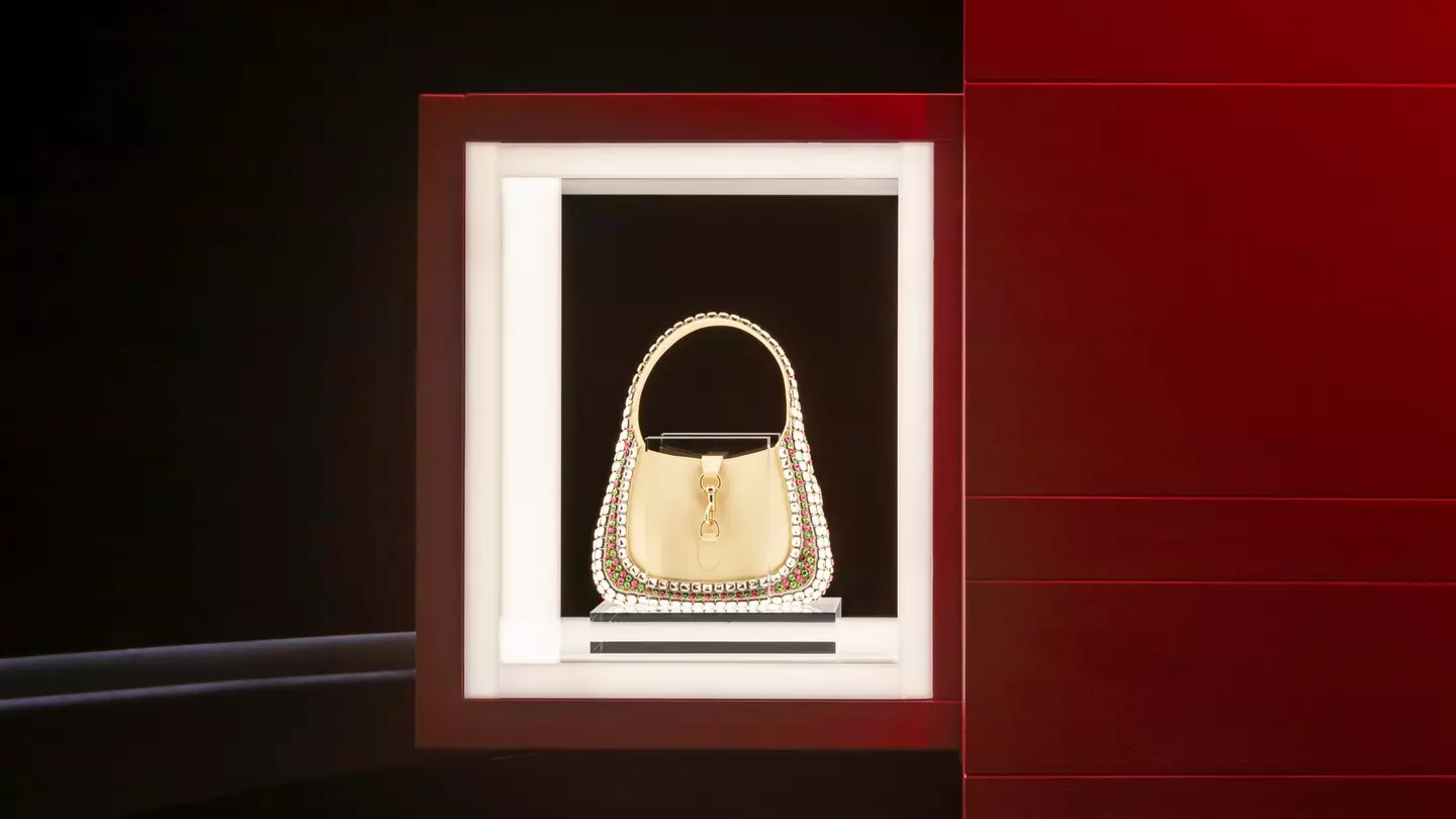The Gucci exhibition carries examples of Gucci’s most exquisite handbag designs from across the decades © courtesy Gucci COSMOS