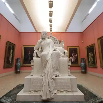 A large statuette in the interior of the Maharaja Fatesingh Museum in Vadodara (Baroda), Gujarat, India.