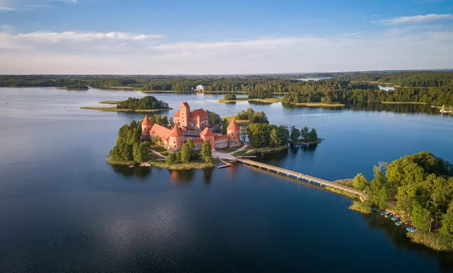 Aerial view of Trakai Island Castle