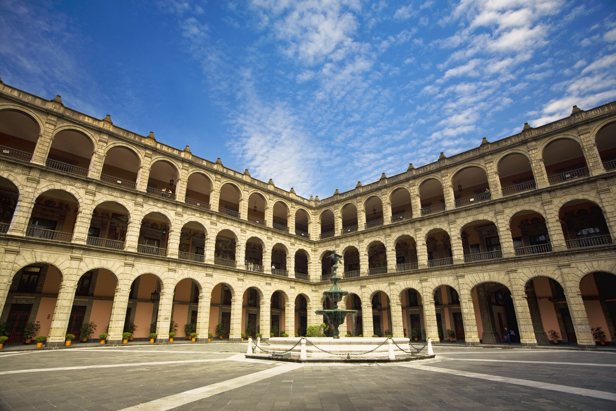 Fountain in the courtyard of a government building, National Palace, Zocalo, Mexico City, Mexico