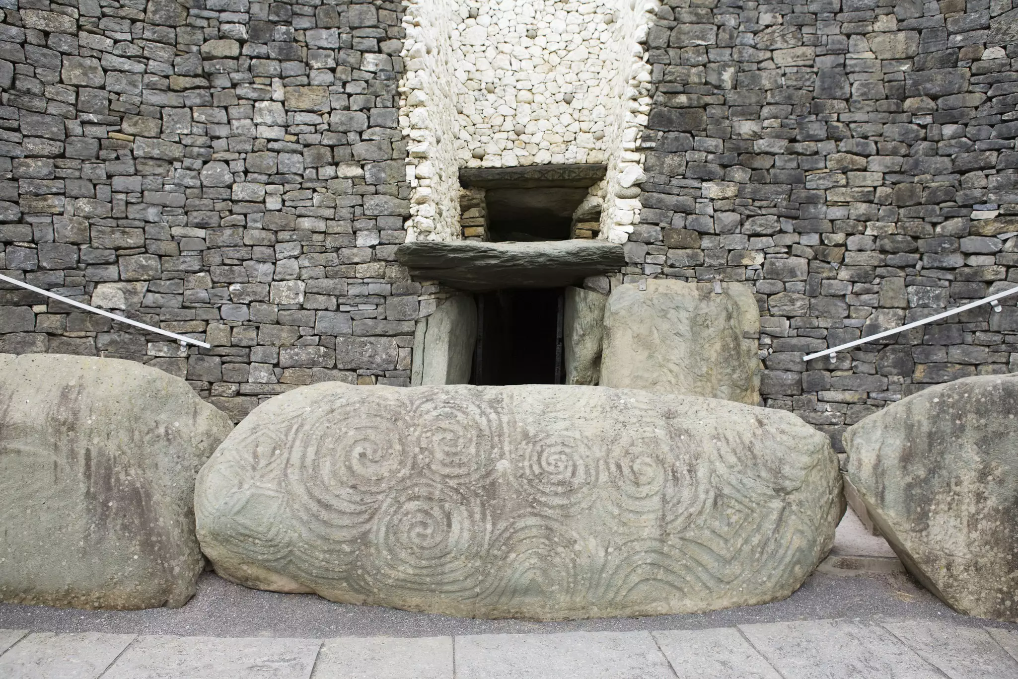 Entrance to ancient tomb at famous megalithic site Brú na Bóinne.