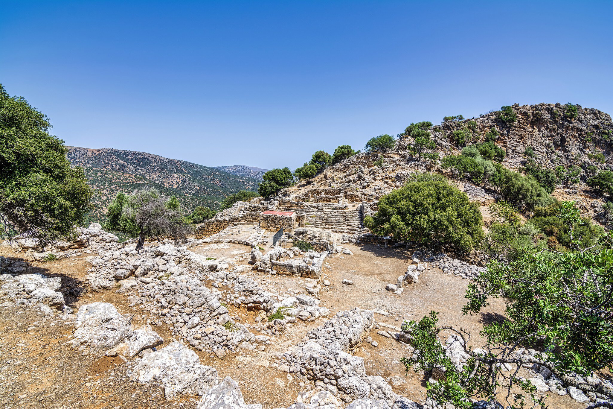Ruins of the ancient Greek city of Lato,2500 years old near Kritsa, Crete. Lato was one of Crete's most important Dorian city-states, considered the most well-preserved city of the classical Hellenistic period. Built between two hills, in a strate...