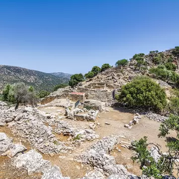 Ruins of the ancient Greek city of Lato,2500 years old near Kritsa, Crete. Lato was one of Crete's most important Dorian city-states, considered the most well-preserved city of the classical Hellenistic period. Built between two hills, in a strate...