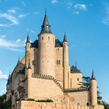Ancient Alcazar castle on the hill in Segovia, Spain