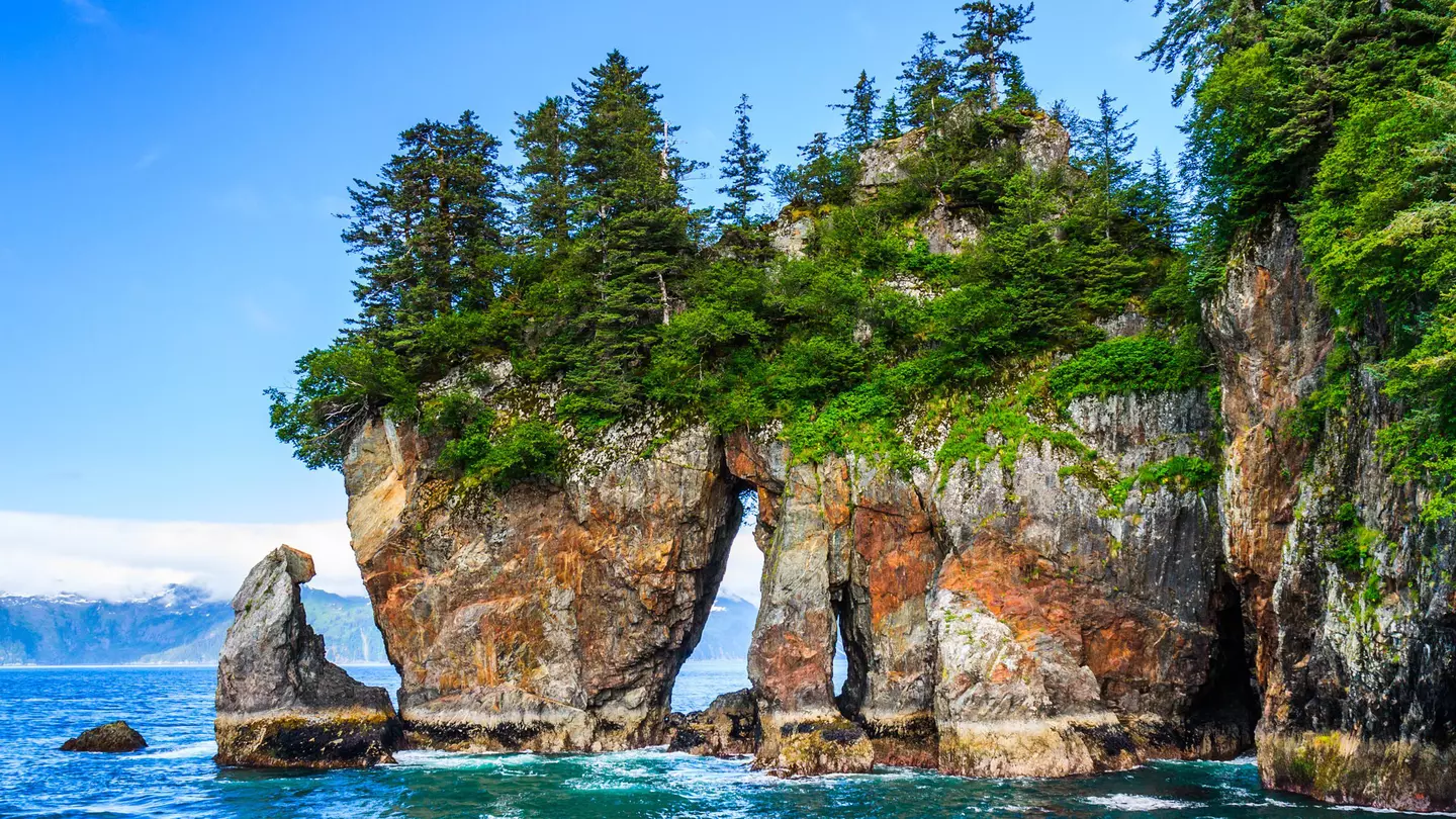 Window Rock, a natural rock formation in Kenai Fjords National Park, Alaska