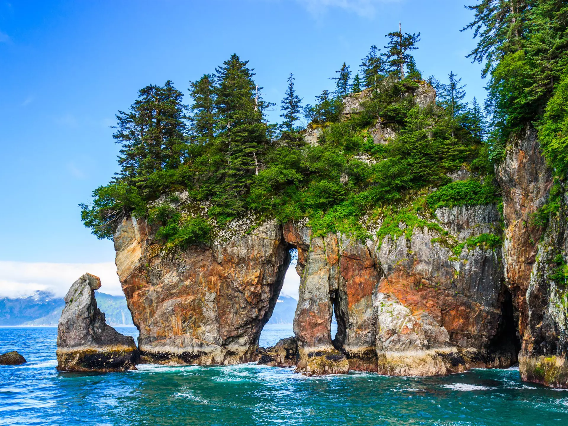 Window Rock, a natural rock formation in Kenai Fjords National Park, Alaska