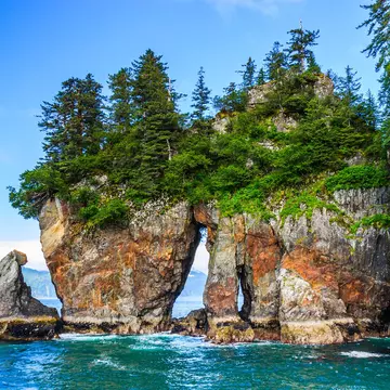 Window Rock, a natural rock formation in Kenai Fjords National Park, Alaska