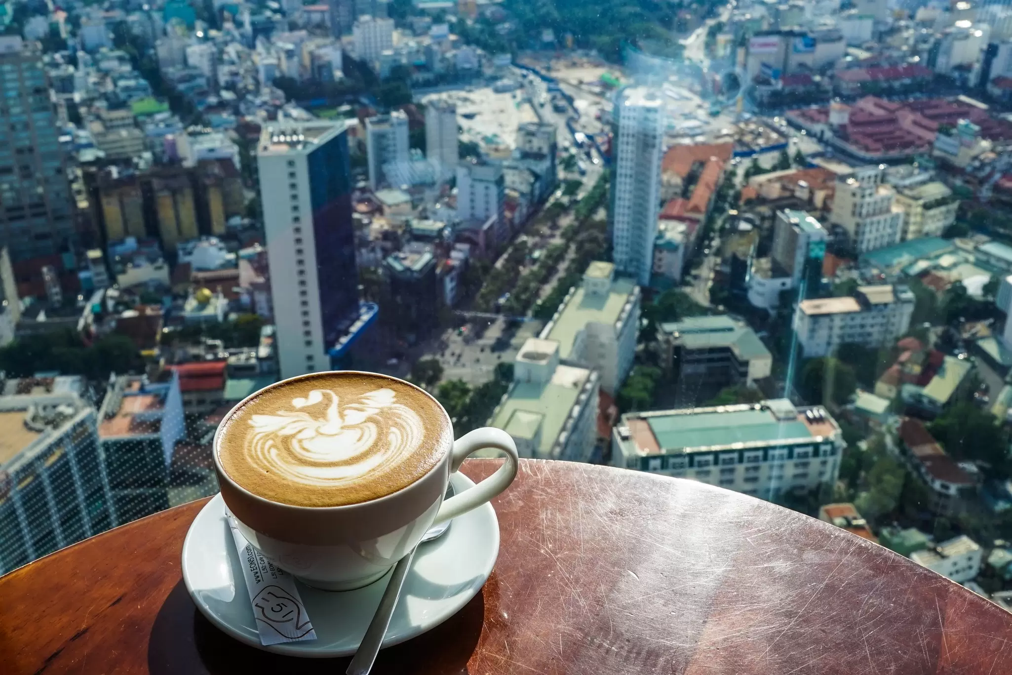A mochaccino 50 floors above Ho Chi Minh City at Cafe EON in Bitexco Tower. James Pham / Lonely Planet