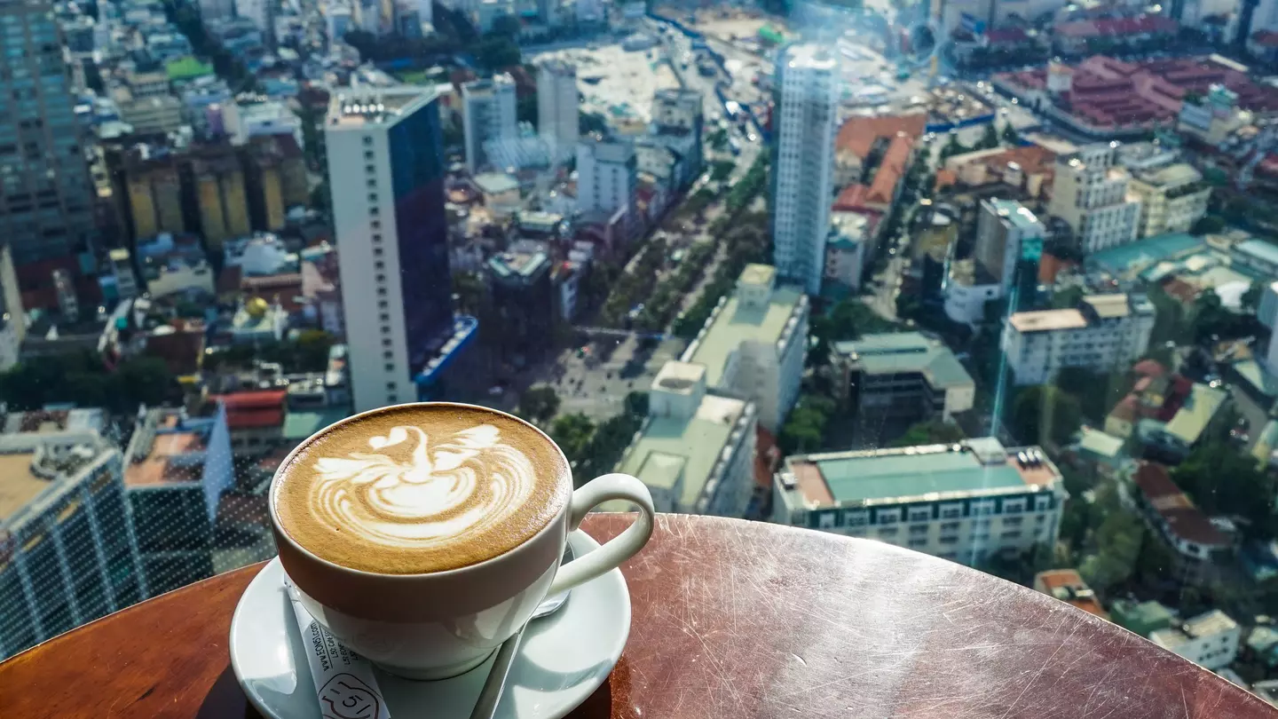 A mochaccino 50 floors above Ho Chi Minh City at Cafe EON in Bitexco Tower. James Pham / Lonely Planet