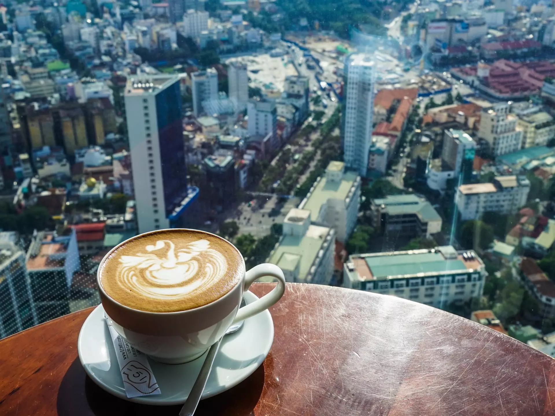 A mochaccino 50 floors above Ho Chi Minh City at Cafe EON in Bitexco Tower. James Pham / Lonely Planet
