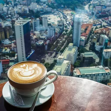 A mochaccino 50 floors above Ho Chi Minh City at Cafe EON in Bitexco Tower. James Pham / Lonely Planet