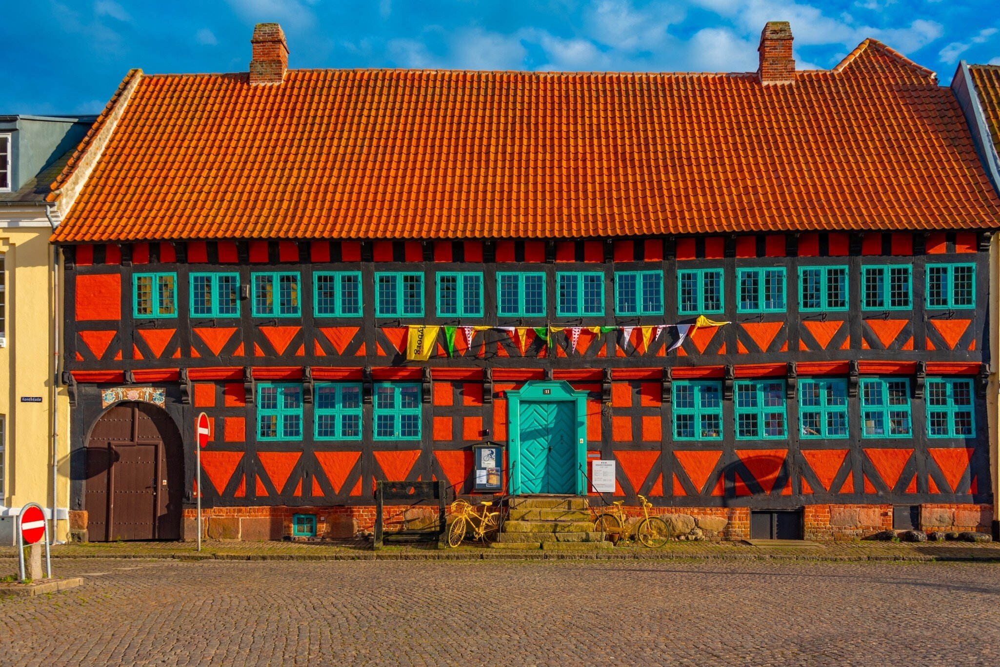 Facade of Borgmestergården museum in Nyborg, Denmark.