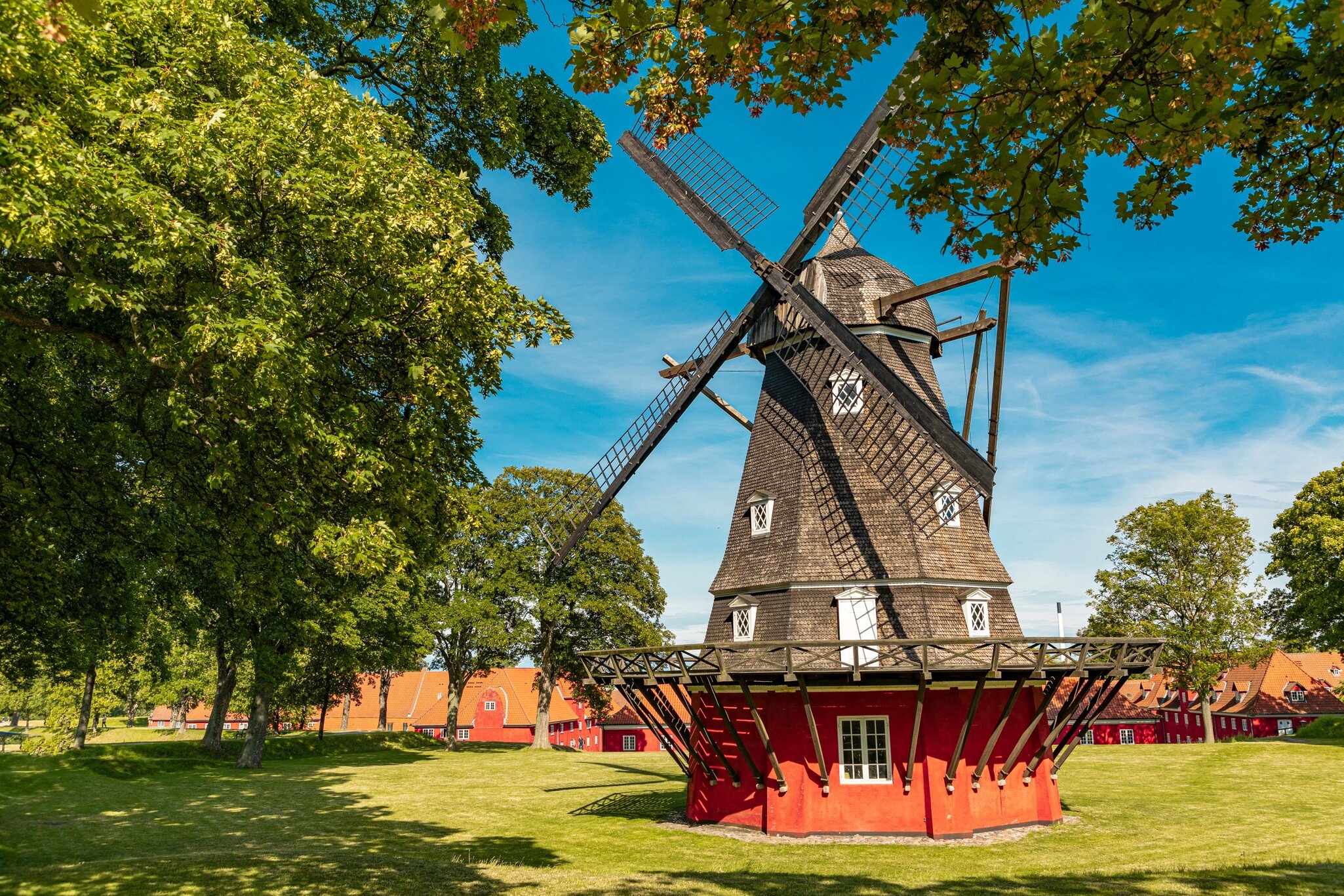 Old wooden traditional mill in Copenhagen, Denmark.