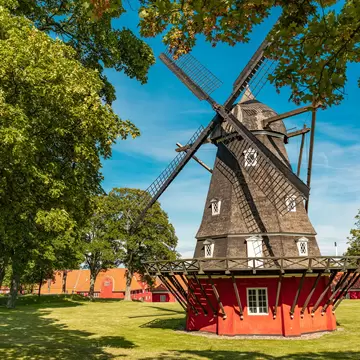 Old wooden traditional mill in Copenhagen, Denmark.