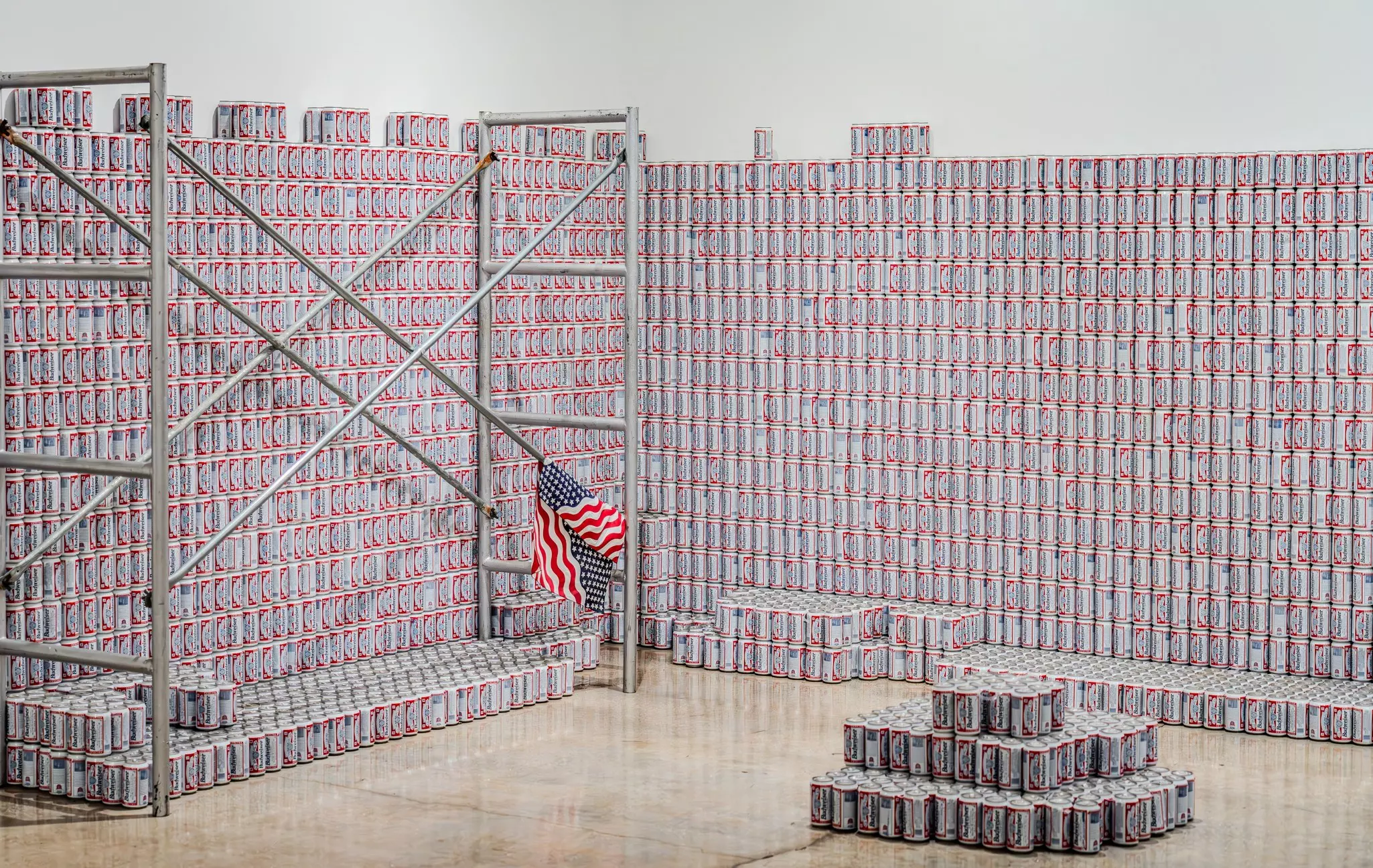 Budweiser beer cans art installation in Rubell Museum