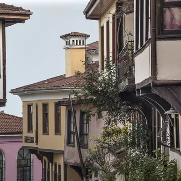 Historical Turkish houses near Bursa Citadel