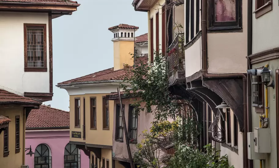 Historical Turkish houses near Bursa Citadel