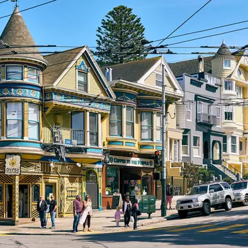 APRIL 24, 2018: Victorian-style homes in the Haight-Ashbury neighborhood of San Francisco.