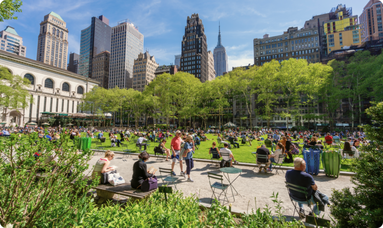 A view of Bryant Park in Midtown Manhattan, New York City