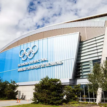 The Richmond Olympic Oval in the city of Richmond, BC. It was originally built for the 2010 Winter Olympics. It now serves as a community multi-sport park.