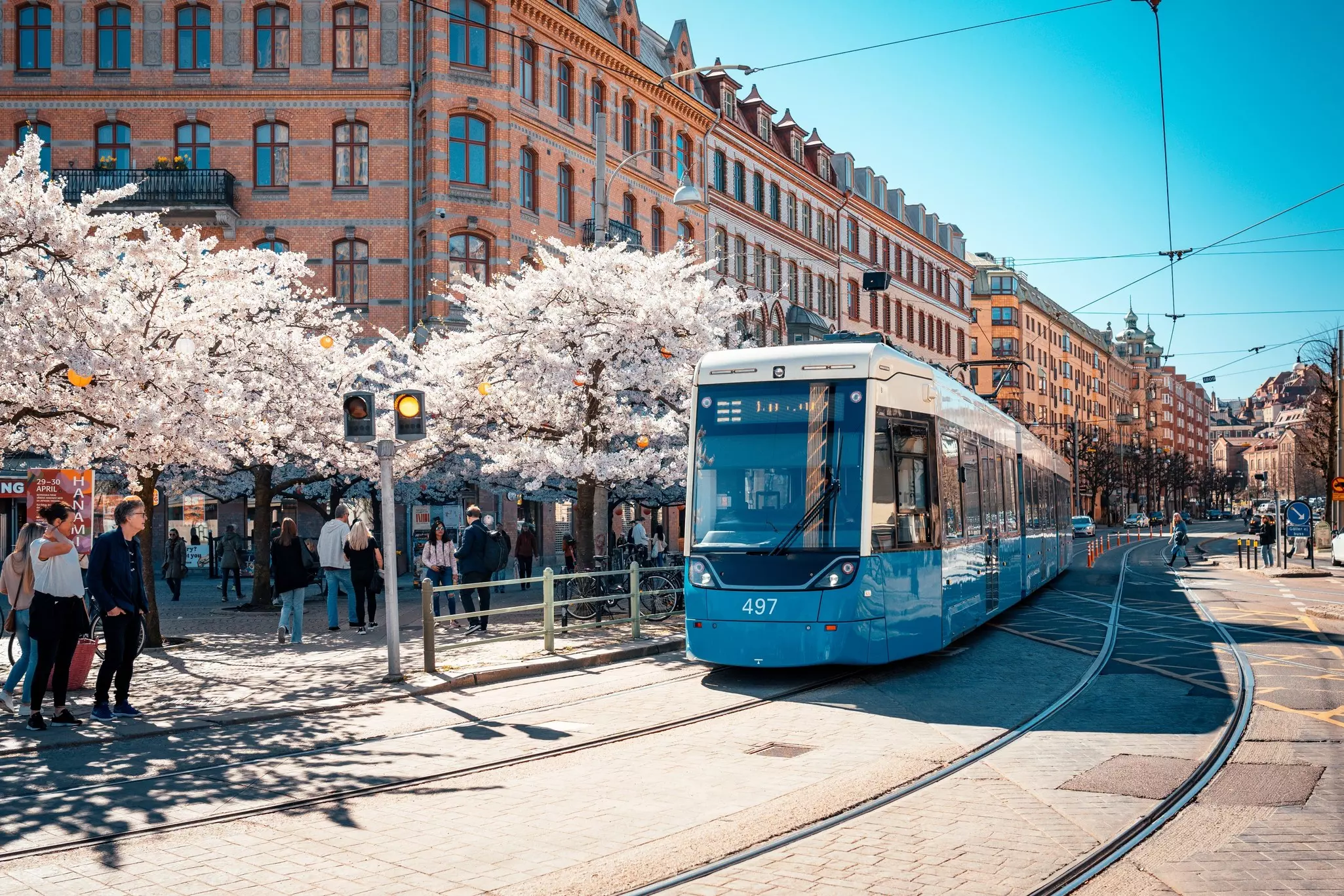Gothenburg, Sweden - April 22, 2023: Tram in Gothenburg City Centre passing Jarntorget., License Type: media, Download Time: 2025-02-07T08:33:14.000Z, User: pinkjozie64, Editorial: true, purchase_order: 56530 - Guidebooks, job: Global Publishing WIP (for books) , client: Sweden 9, other: Jo-anne Riddell