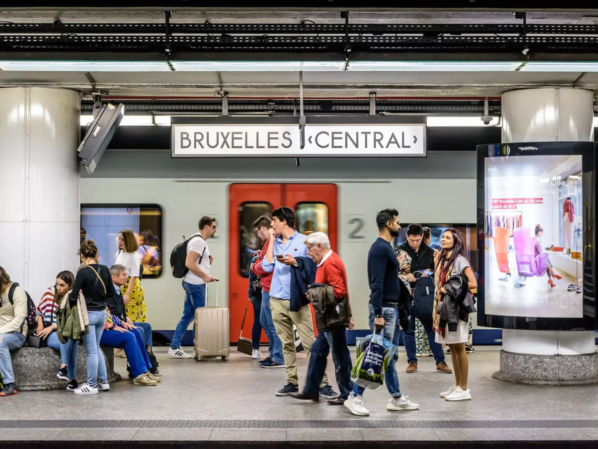 Getting around Belgium is easy with our guide to its trains, trams, bikes and roads.
Belgium, Brussels, train station, platform, train