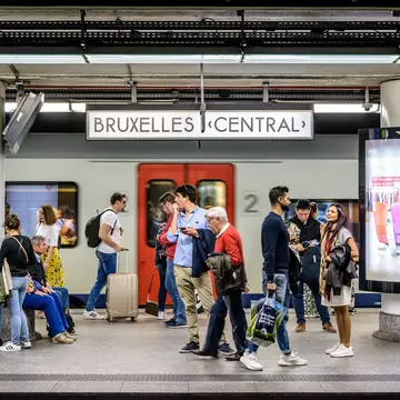 Getting around Belgium is easy with our guide to its trains, trams, bikes and roads.
Belgium, Brussels, train station, platform, train
