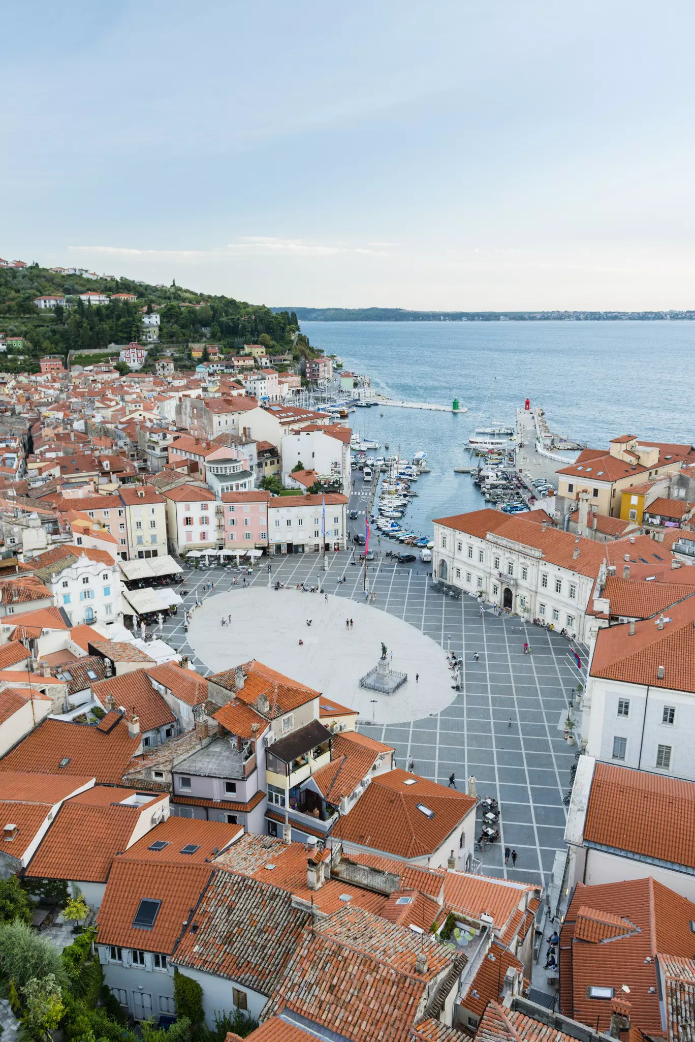 Aerial view of Piran’s Tartini Square