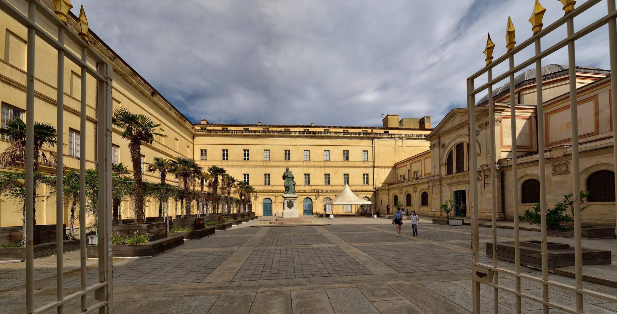 The main gate into Palais Fesch with the central museum of fine arts in Ajaccio in Corsica, France.