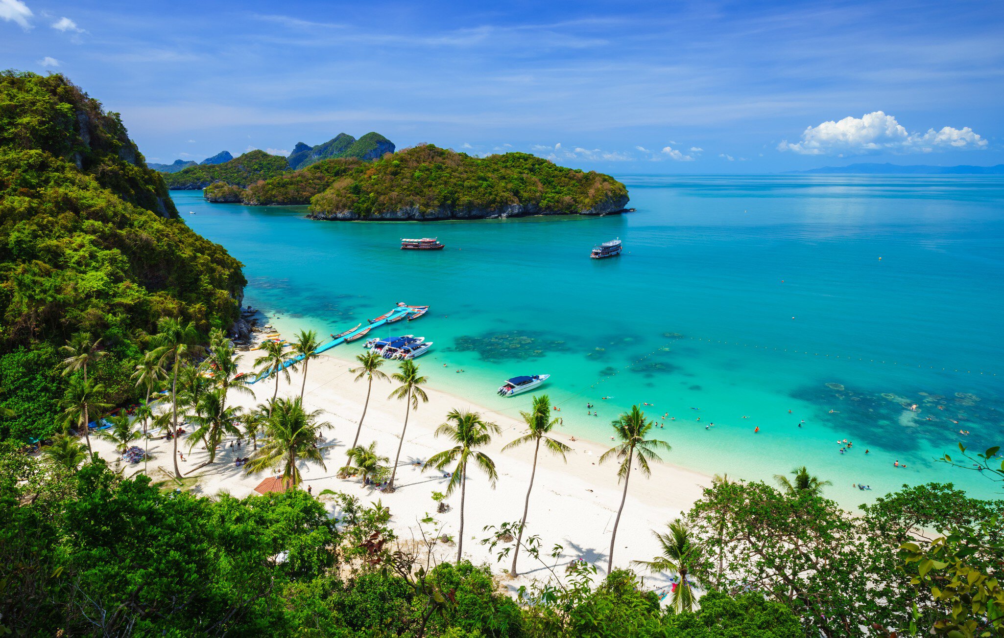 Bird's-eye view of Ang Thong Marine National Park near Ko Samui in Thailand.