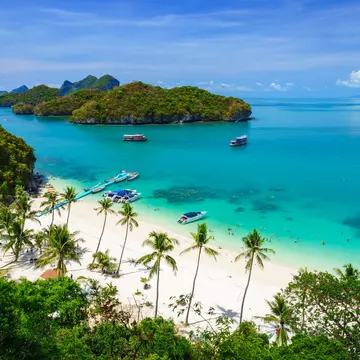 Bird's-eye view of Ang Thong Marine National Park near Ko Samui in Thailand.