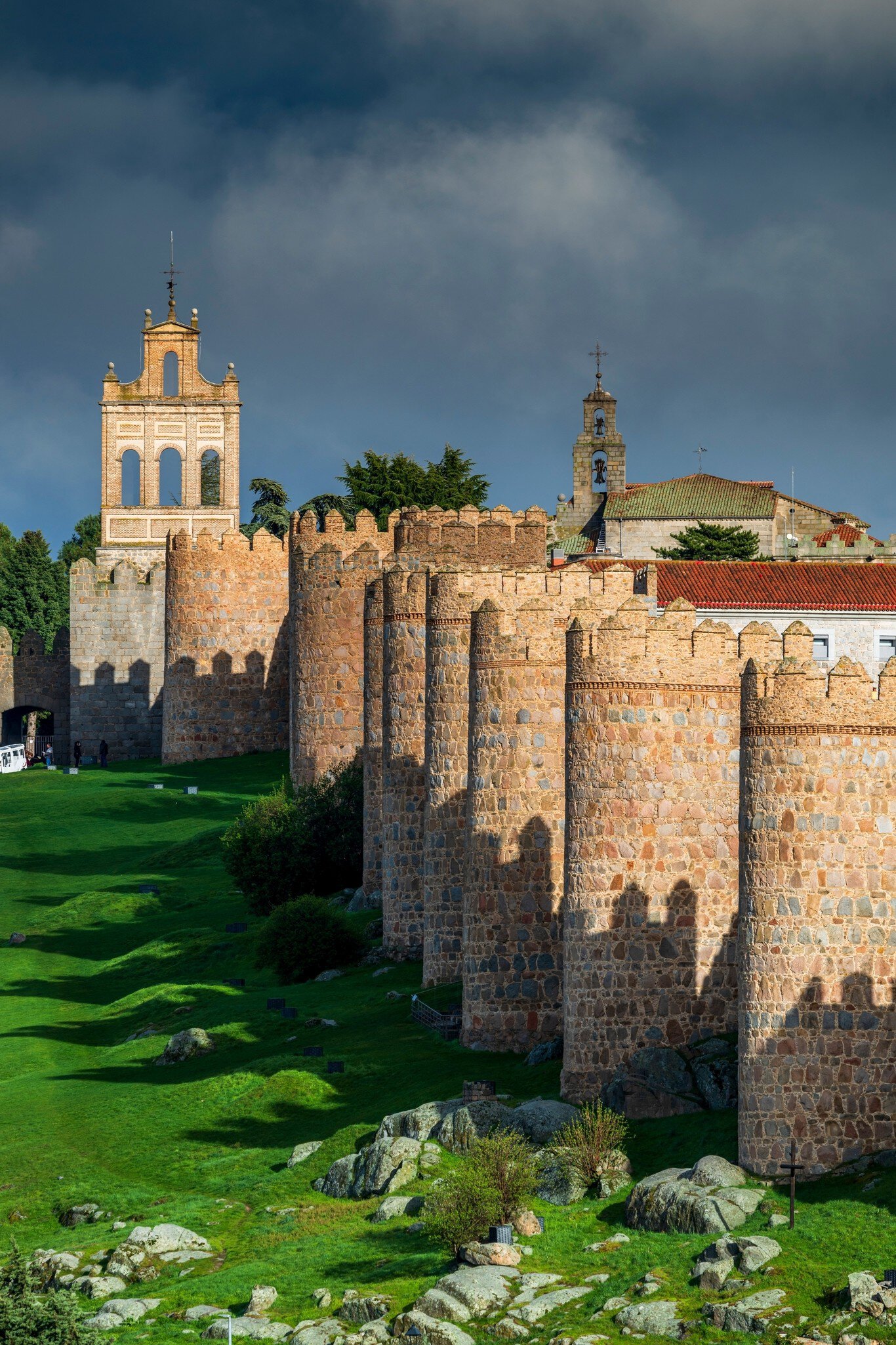 Beautiful view from Ciudad Rodrigo walls. Green landscape around. Salamanca