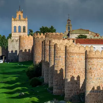 Beautiful view from Ciudad Rodrigo walls. Green landscape around. Salamanca
