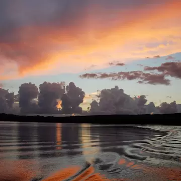 Sunset over a bioluminescent bay in Puerto Rico.