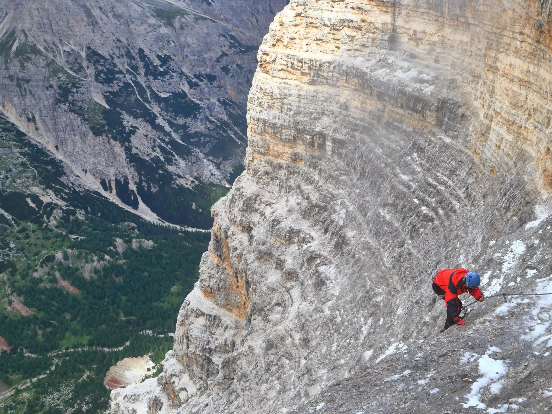 Climbers ascend the via ferrata