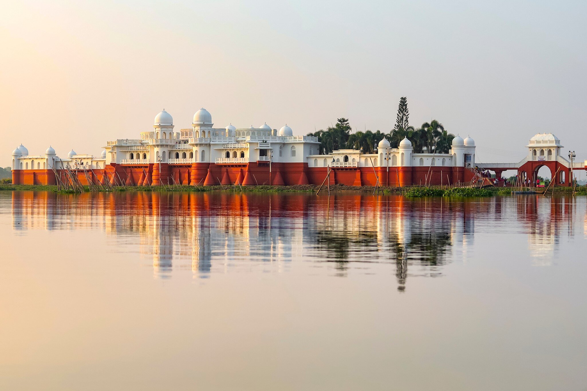 View of Neermahal with reflection in Rudrasagar Lake. Tripura, India.