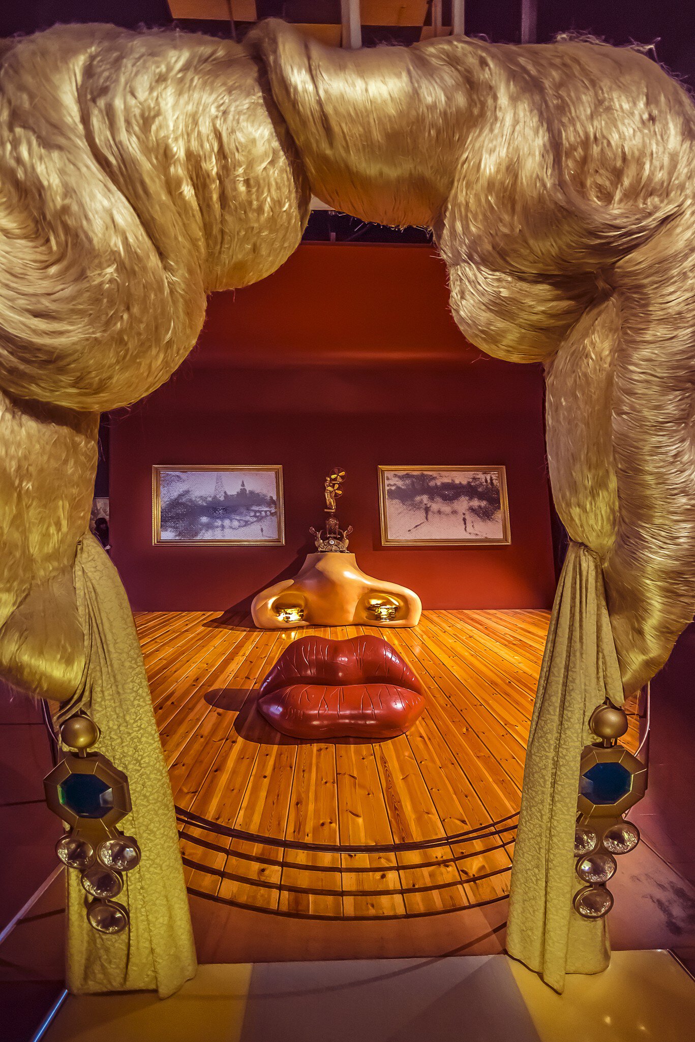View of the famous Mae West Room at the Teatre-Museu Dalí in Figueres, Spain.