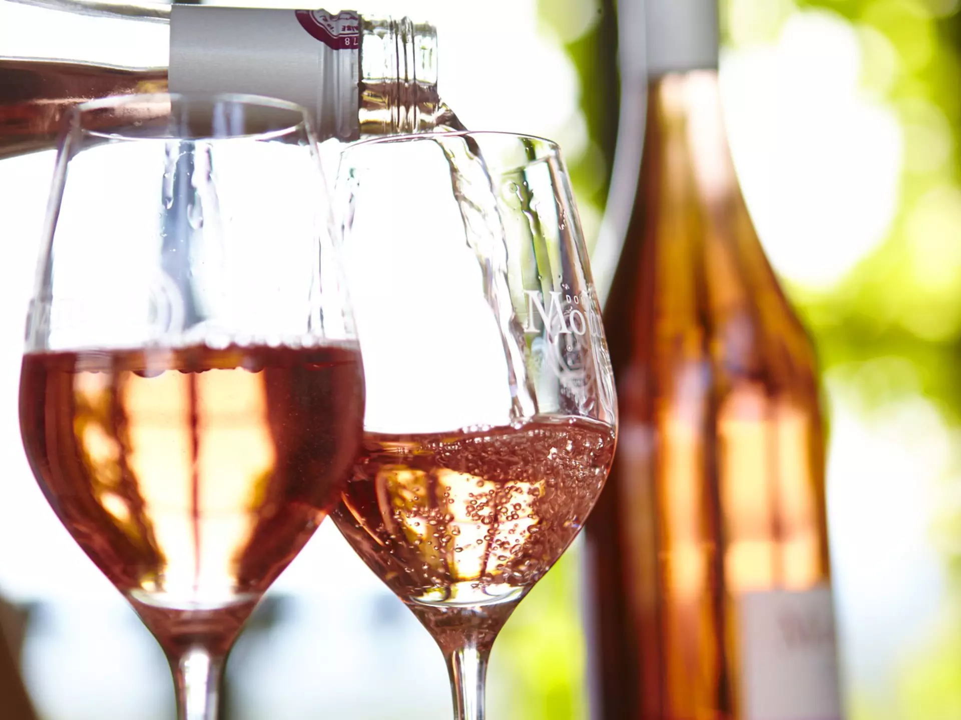 Pouring a glass of rosé wine